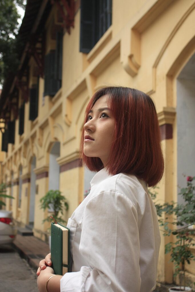 woman, student, book, campus, school, hanoi university of pharmacy